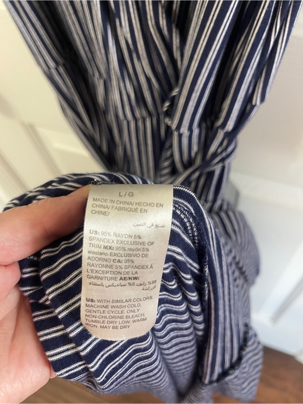 Soma Navy & White Striped Sleeveless Size Large Maxi Dress Faux wrap Nautical - Picture 6 of 11